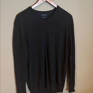 Zara Men's V-Neck Sweater - Dark Gray